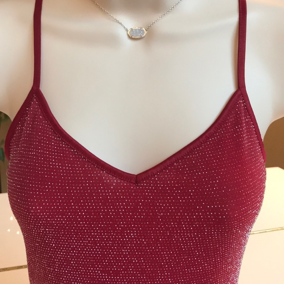 EXPRESS RED & SILVER SPARKLY CAMISOLE TOP SIZE XS - Picture 7 of 8